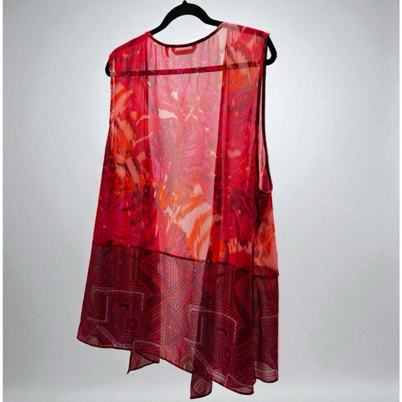 Soft Surroundings Kimono Style Open Front Cardigan Vest Artsy Plus Size 2X Pink - Picture 2 of 7